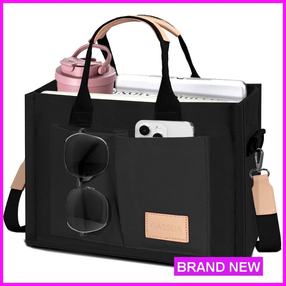 Large Canvas Tote Bag with Adjustable Strap Multiple Pockets Travel Work
